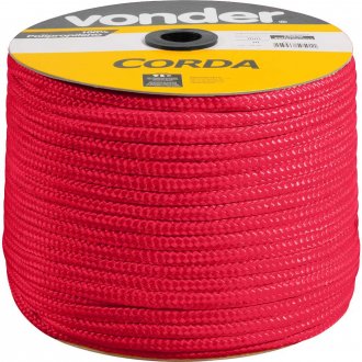 Corda multifilamento tran�ada 10,0 mm x 190 m, vermelha, em carretel, VONDER
