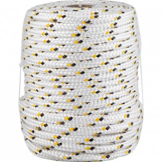 Corda multifilamento tran�ada 12,0 mm x 50 m, branca com detalhes em preto e amarelo, VONDER