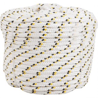 Corda multifilamento tran�ada 14,0 mm x 50 m, branca com detalhes em preto e amarelo, VONDER