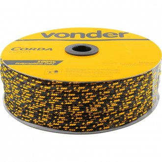 Corda multifilamento tran�ada 6,0 mm x 165 m, preta e amarela, em carretel, VONDER