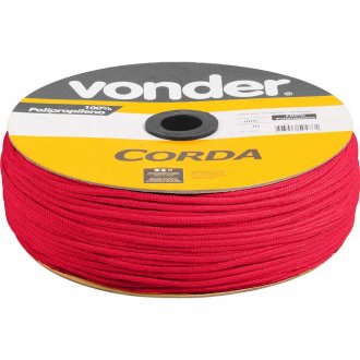 Corda multifilamento tran�ada 4,0 mm x 360 m, vermelha, em carretel, VONDER