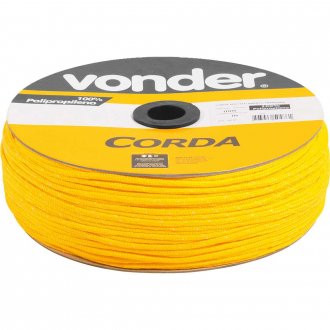 Corda multifilamento tran�ada 5,0 mm x 250 m, amarela, em carretel, VONDER