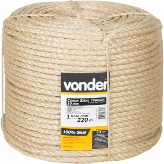 Corda de sisal 10 mm x 220 m, 3 pernas, VONDER