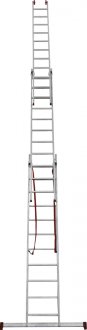 Escada extensiva de alum�nio, 33 degraus, 3 em 1, ESC0711, BOTAFOGO