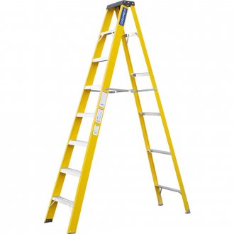 Escada de abrir, fibra de vidro, 7 degraus de alum�nio, COGUMELO