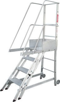 Escada trepadeira alum�nio 0,96 m X 1,46 m 3 degraus + plataforma com 4 corrim�es TR102 ALULEV