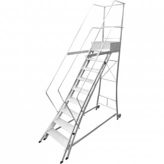 Escada trepadeira alum�nio 2,06 m X 2,37 m 8 degraus + plataforma com 4 corrim�es TR212 ALULEV