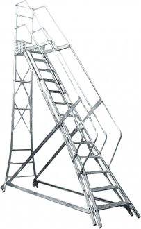 Escada trepadeira alum�nio 3,01 m X 3,13 m 12 degraus + plataforma com 4 corrim�es TR302 ALULEV