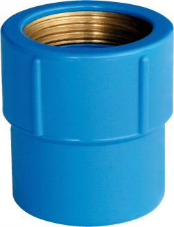 Luva de PVC azul sold�vel com bucha de lat�o, 25 mm x 1/2
