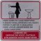 Placa de sinaliza��o em alum�nio (Procedimento sanit�rio feminino), 15 cm x 15 cm, SINALIZE.